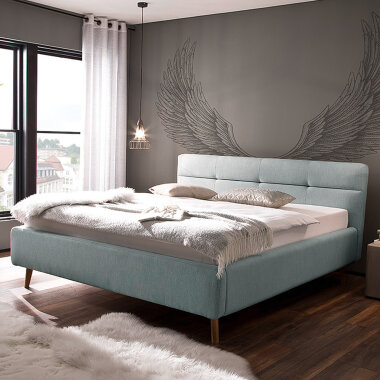 Meise Möbel Polsterbett Lotte mit Bettkasten und Lattenrost Eisblau 160x200