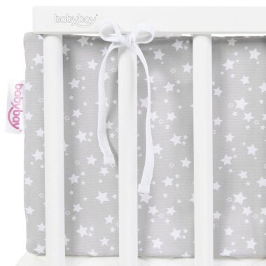 Babybay Nestchen Piqué Perlgrau mit Sterne weiß Modell Babybay Midi
