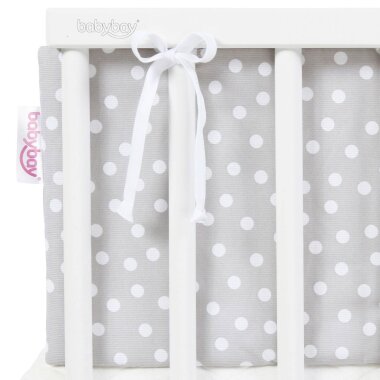 Babybay Nestchen Piqué Perlgrau mit Punkte weiß Modell Babybay Maxi/ Boxspring/ Comfort Plus