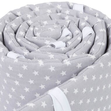 Babybay Nestchen Organic Cotton Lichtgrau mit Sterne weiß