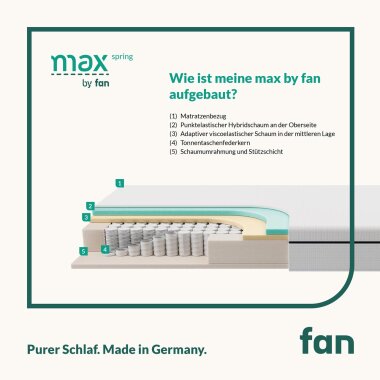fan Mehrzonen-Tonnentaschenfederkern-Matratze max spring by fan